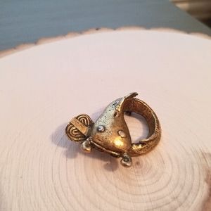 Modernist Cast Brass Fish Brooch